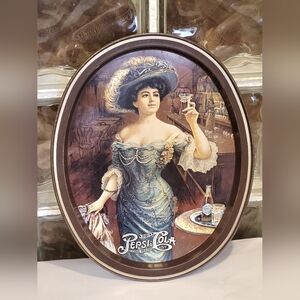 Vintage Pepsi Cola Metal Tin Oval Tray Gibson Girl 15x12" Made In USA Farcraft